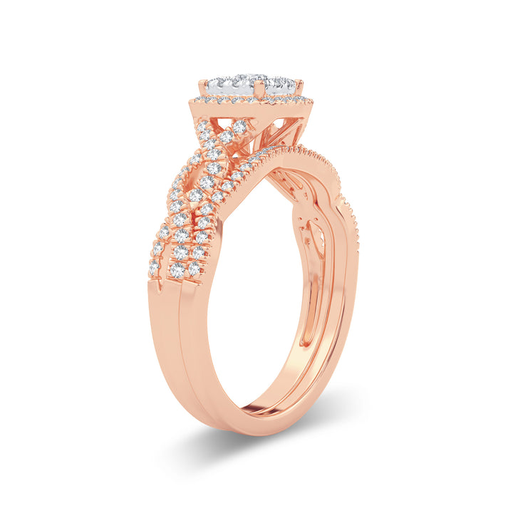 Romantic 14k Rose Gold Lab Diamond Bridal Ring (0.44CT)