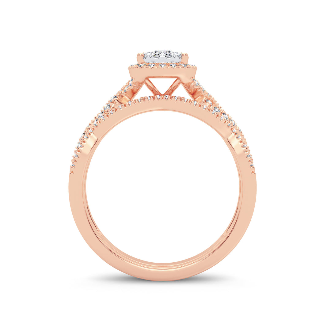 Romantic 14k Rose Gold Lab Diamond Bridal Ring (0.44CT)