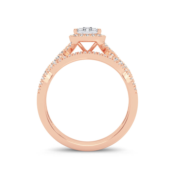 Romantic 14k Rose Gold Lab Diamond Bridal Ring (0.44CT)
