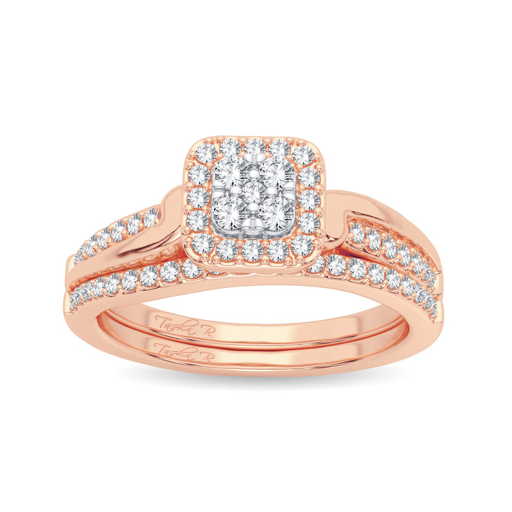 Romantic Rose Gold Lab Diamond Bridal Ring - 0.40CT