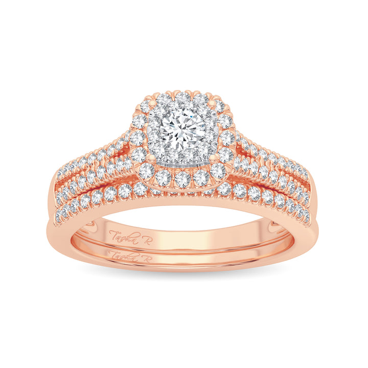 Romantic 14k Rose Gold Lab Diamond Bridal Ring (0.38CT)