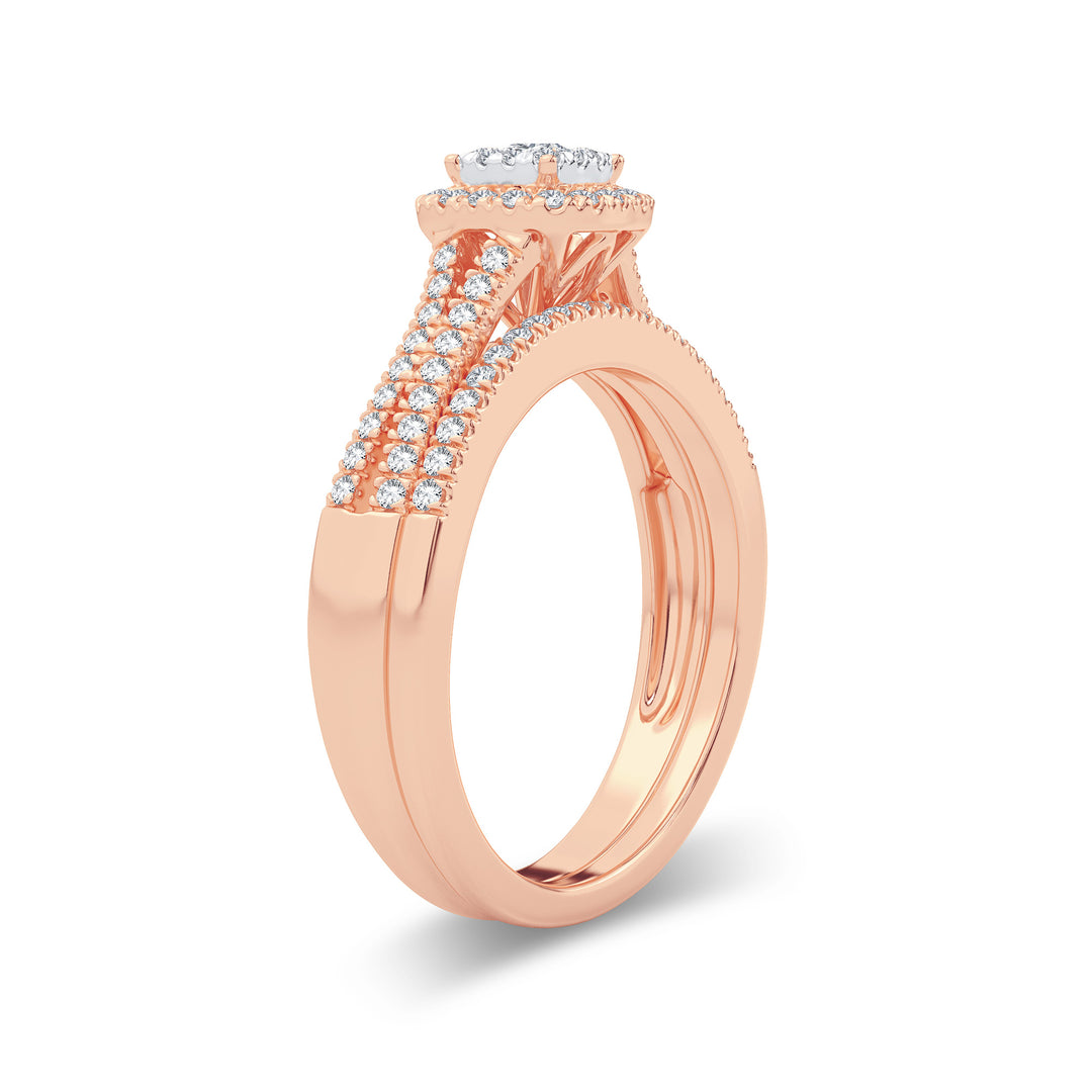 Romantic 14k Rose Gold Lab Diamond Bridal Ring (0.38CT)
