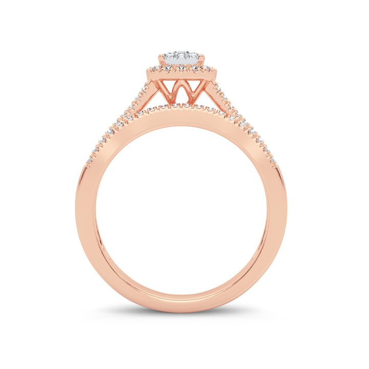 Romantic 14k Rose Gold Lab Diamond Bridal Ring (0.38CT)