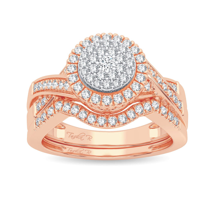 Romantic Rose Gold Lab Diamond Bridal Ring Set - 0.40CT Brilliance