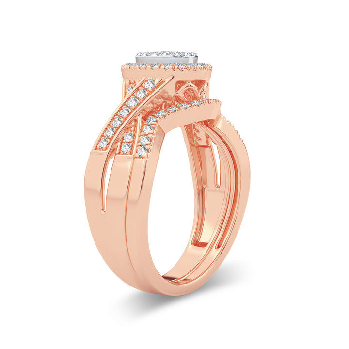Romantic Rose Gold Lab Diamond Bridal Ring Set - 0.40CT Brilliance