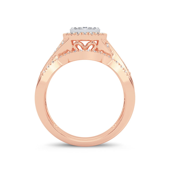 Romantic Rose Gold Lab Diamond Bridal Ring Set - 0.40CT Brilliance