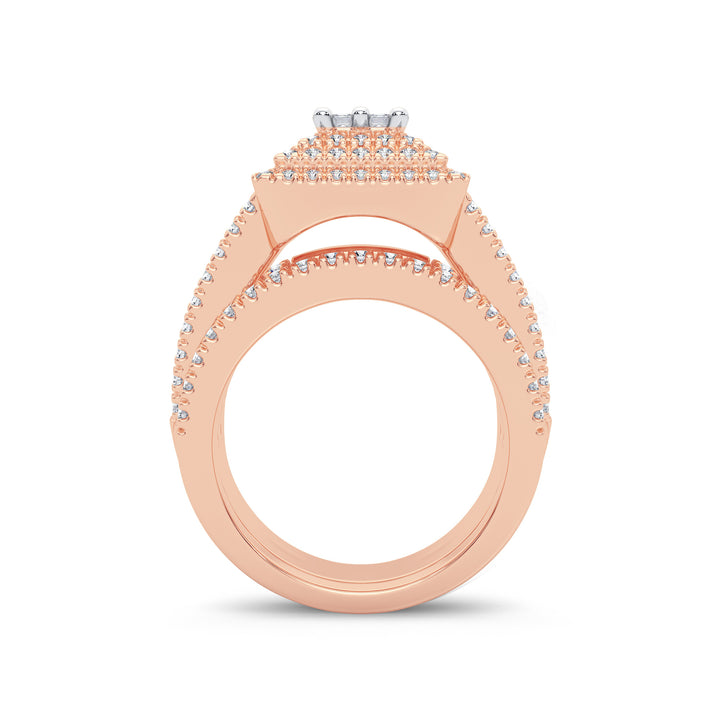 Romantic 14k Rose Gold 2CT Lab Diamond Bridal Ring