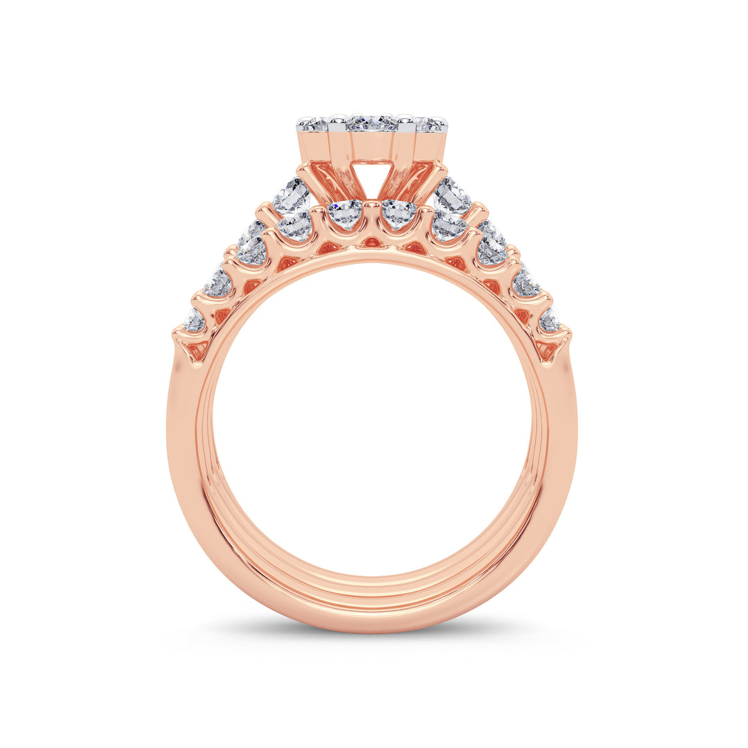 Romantic 14k Rose Gold 2CT Lab Diamond Bridal Ring