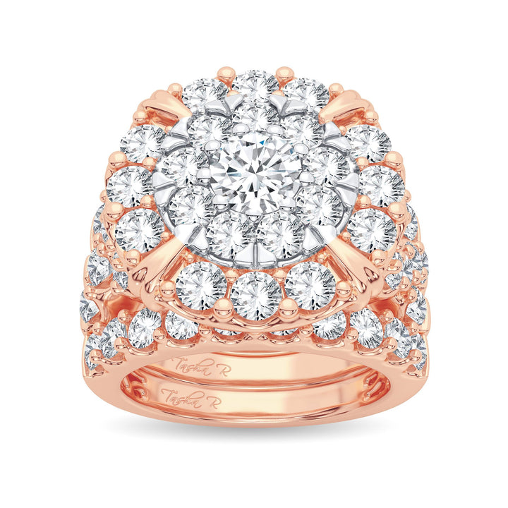 Romantic 14k Rose Gold Lab Diamond Bridal Ring 5CT
