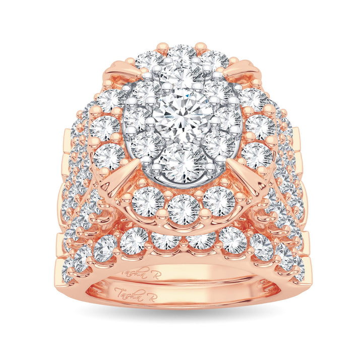 Romantic 14k Rose Gold 5CT Lab Diamond Bridal Ring