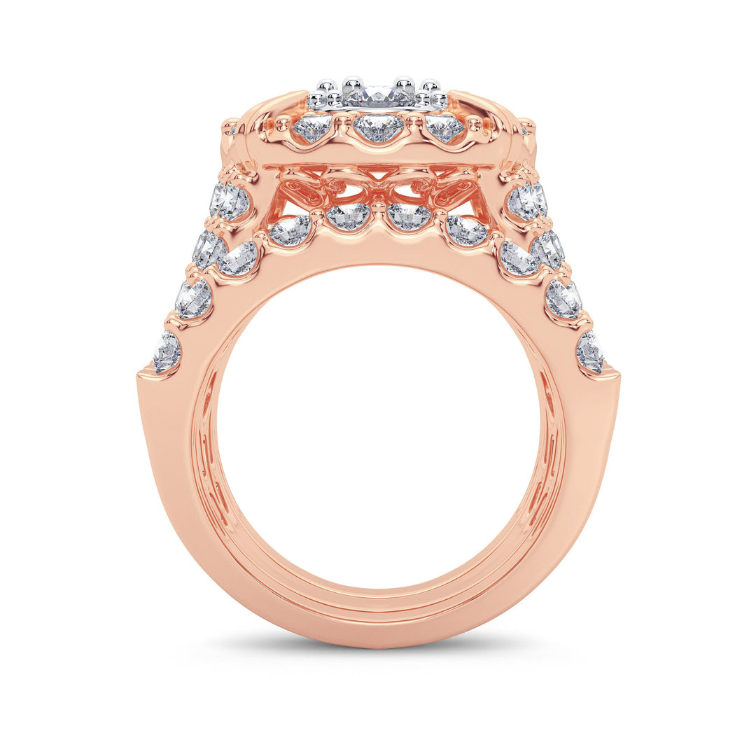 Romantic 14k Rose Gold 5CT Lab Diamond Bridal Ring