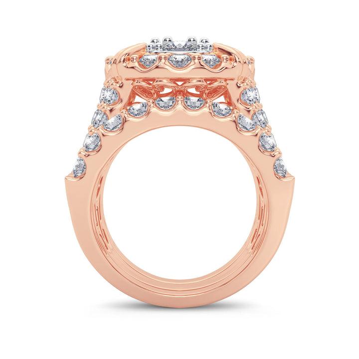 Romantic 14k Rose Gold 5CT Lab Diamond Bridal Ring