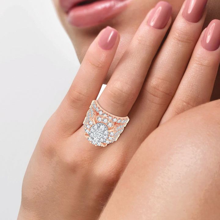 Romantic 14k Rose Gold 5CT Lab Diamond Bridal Ring
