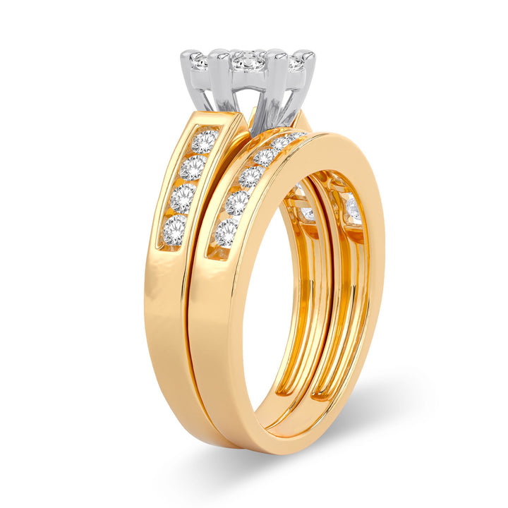 Brilliant 14k Yellow Gold 1CT Lab Diamond Bridal Ring