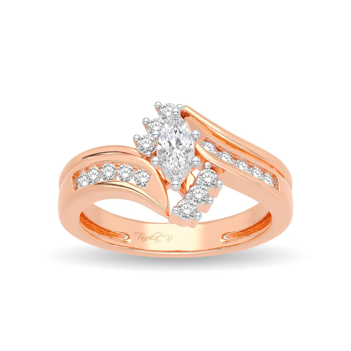 Romantic 14k Rose Gold Lab Diamond Engagement Ring 0.50ct