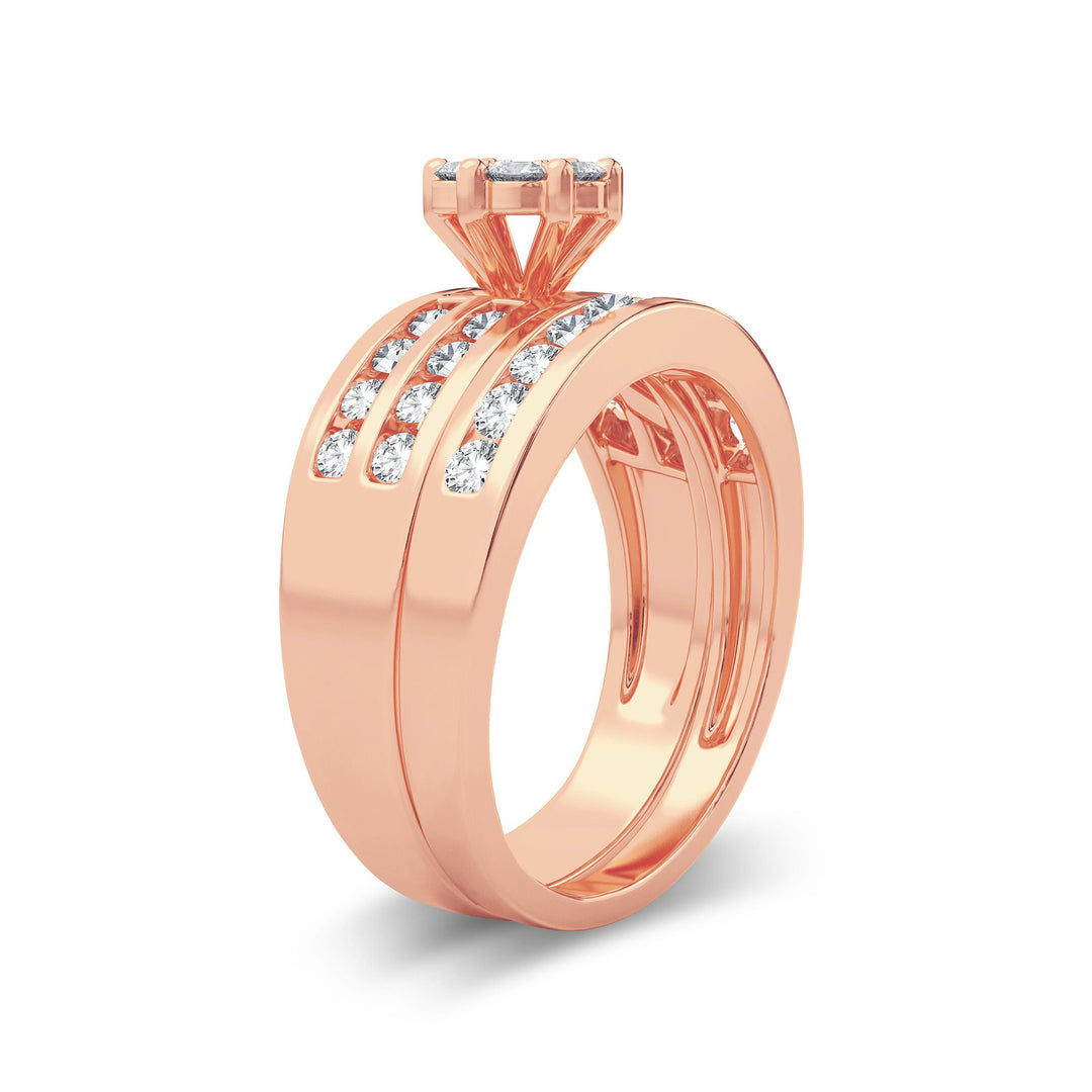 Romantic 14k Rose Gold Lab Diamond Bridal Ring