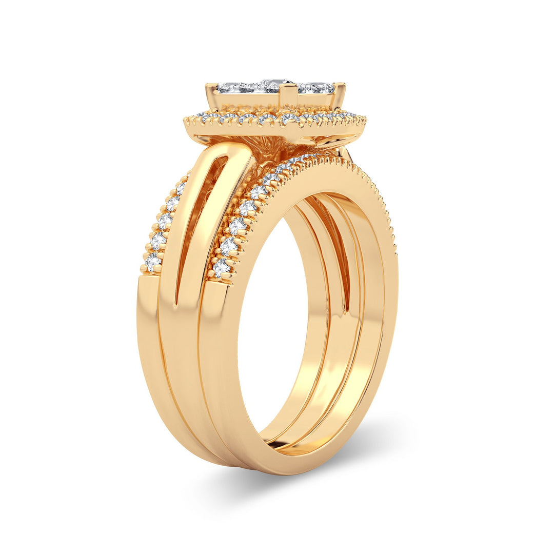 14K Yellow Gold Lab Diamond 0.75CT Bridal Engagement Ring