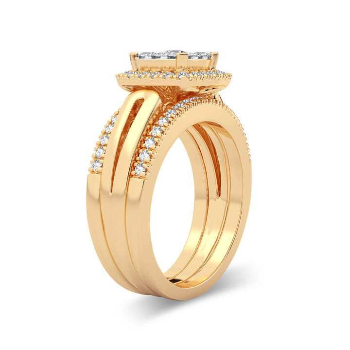 14K Yellow Gold Lab Diamond 0.75CT Bridal Engagement Ring