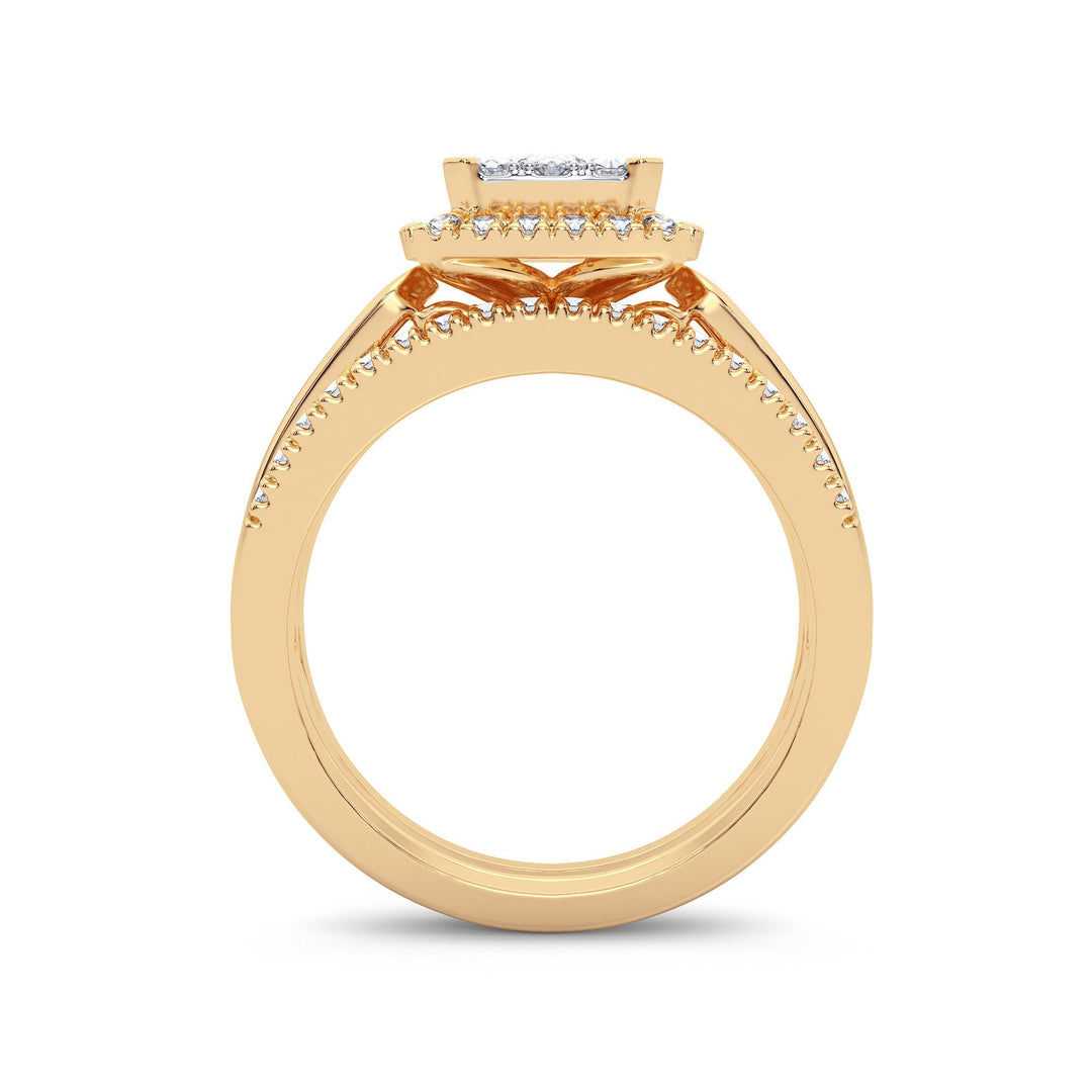 14K Yellow Gold Lab Diamond 0.75CT Bridal Engagement Ring
