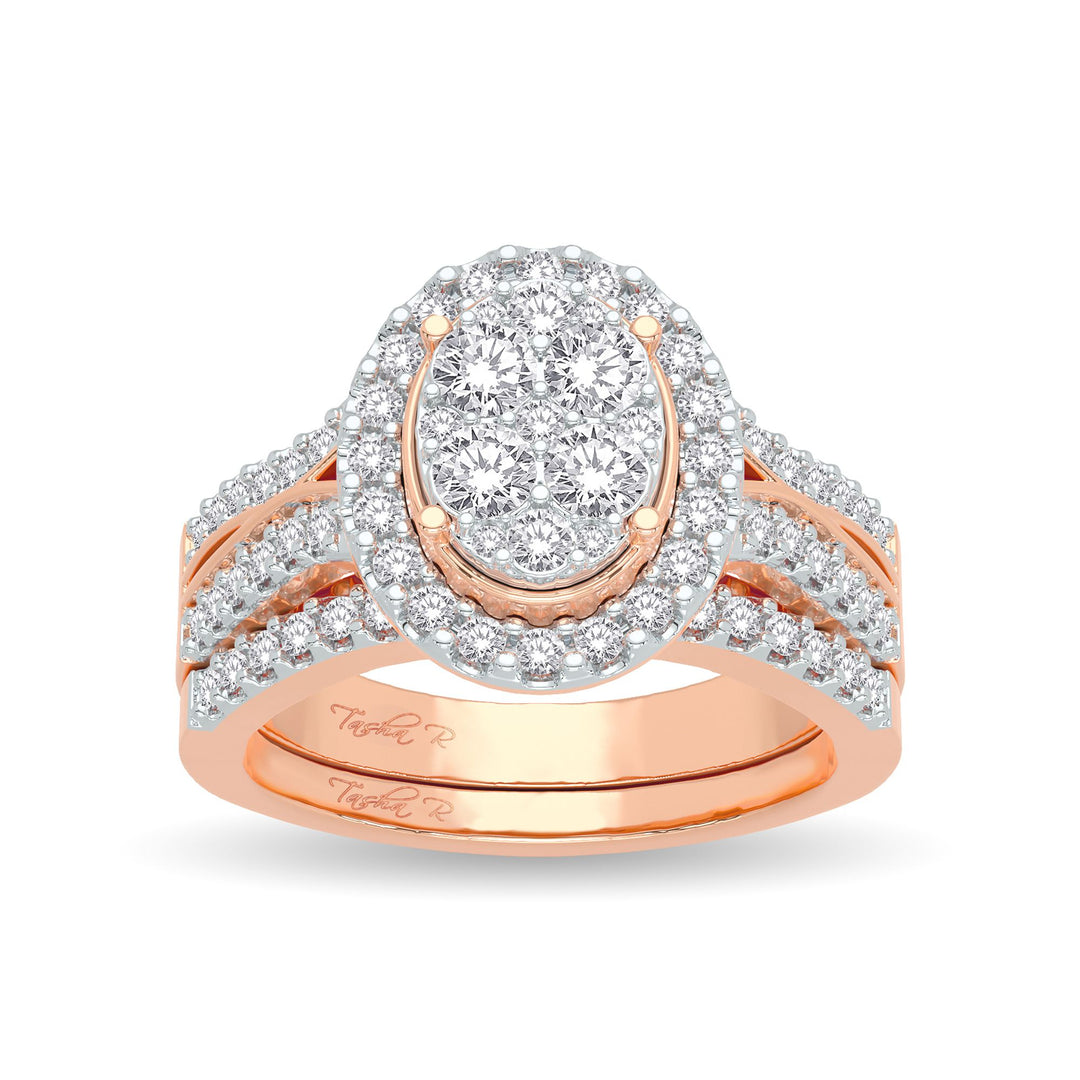 Romantic 14k Rose Gold 1CT Lab Diamond Bridal Ring