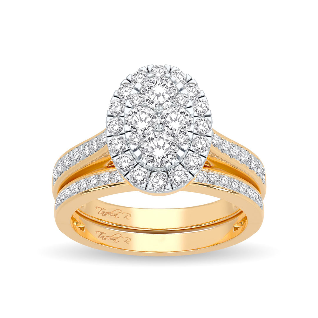 14k Yellow Gold 1ct Lab Diamond Bridal Ring Ensemble
