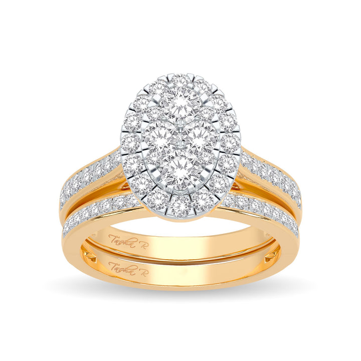 14k Yellow Gold 1ct Lab Diamond Bridal Ring Ensemble
