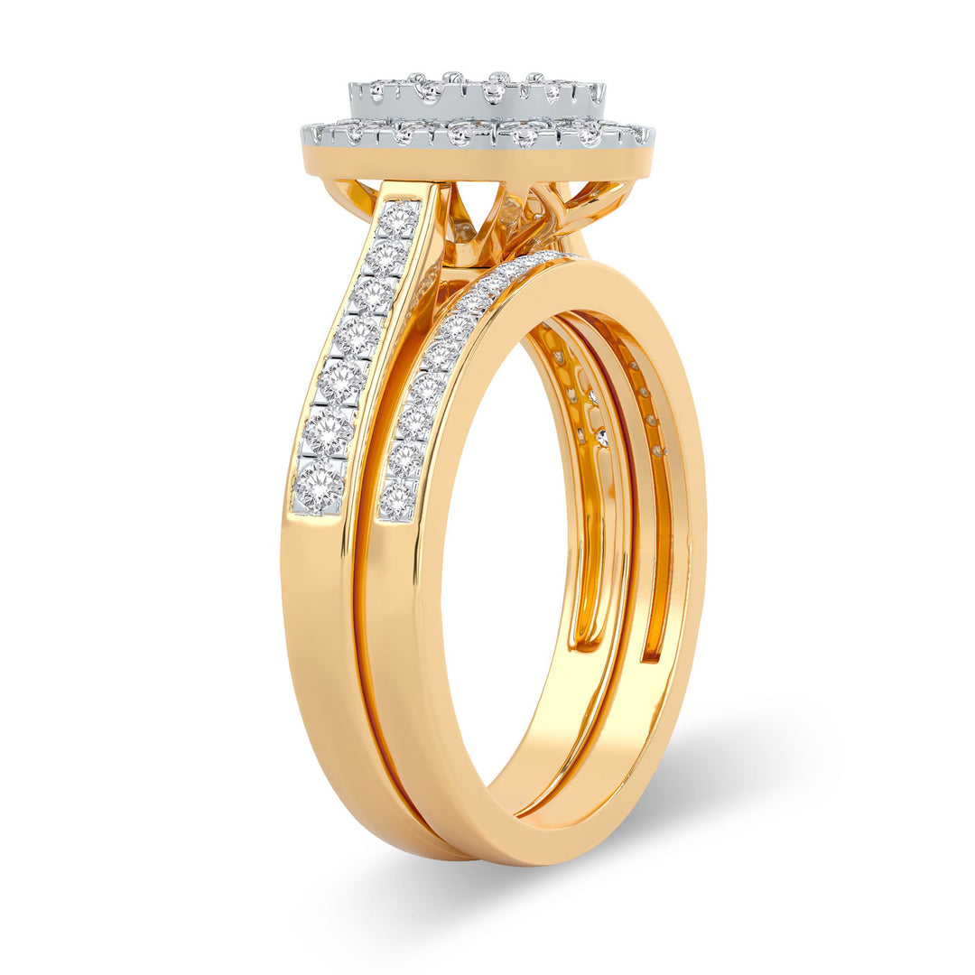 14k Yellow Gold 1ct Lab Diamond Bridal Ring Ensemble