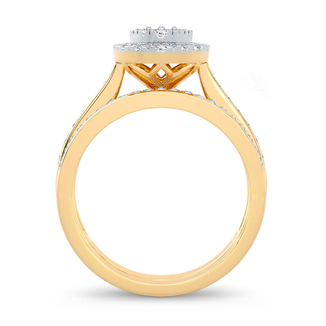 14k Yellow Gold 1ct Lab Diamond Bridal Ring Ensemble