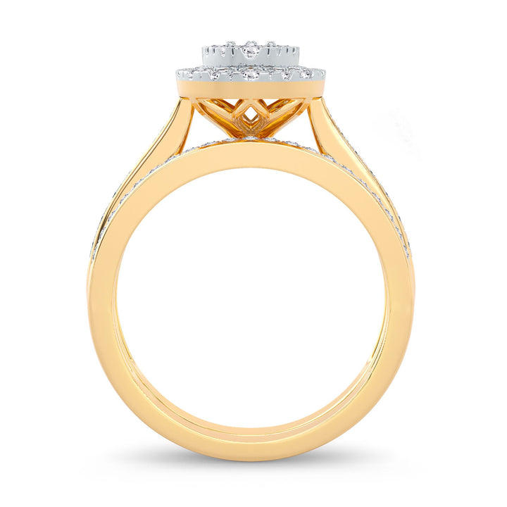 14k Yellow Gold 1ct Lab Diamond Bridal Ring Ensemble