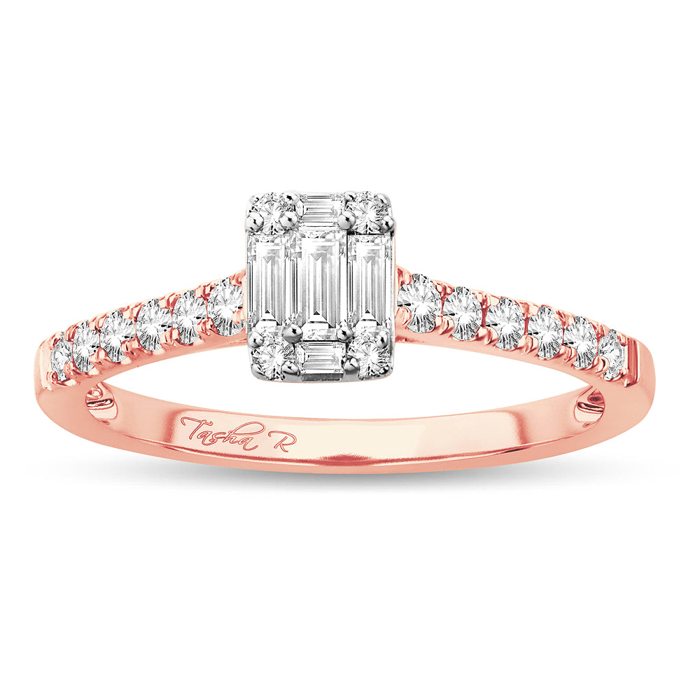 Romantic 14k Rose Gold Lab Diamond Engagement Ring (0.42 Ct)