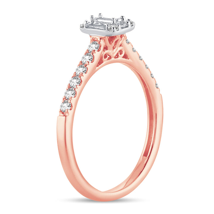 Romantic 14k Rose Gold Lab Diamond Engagement Ring (0.42 Ct)