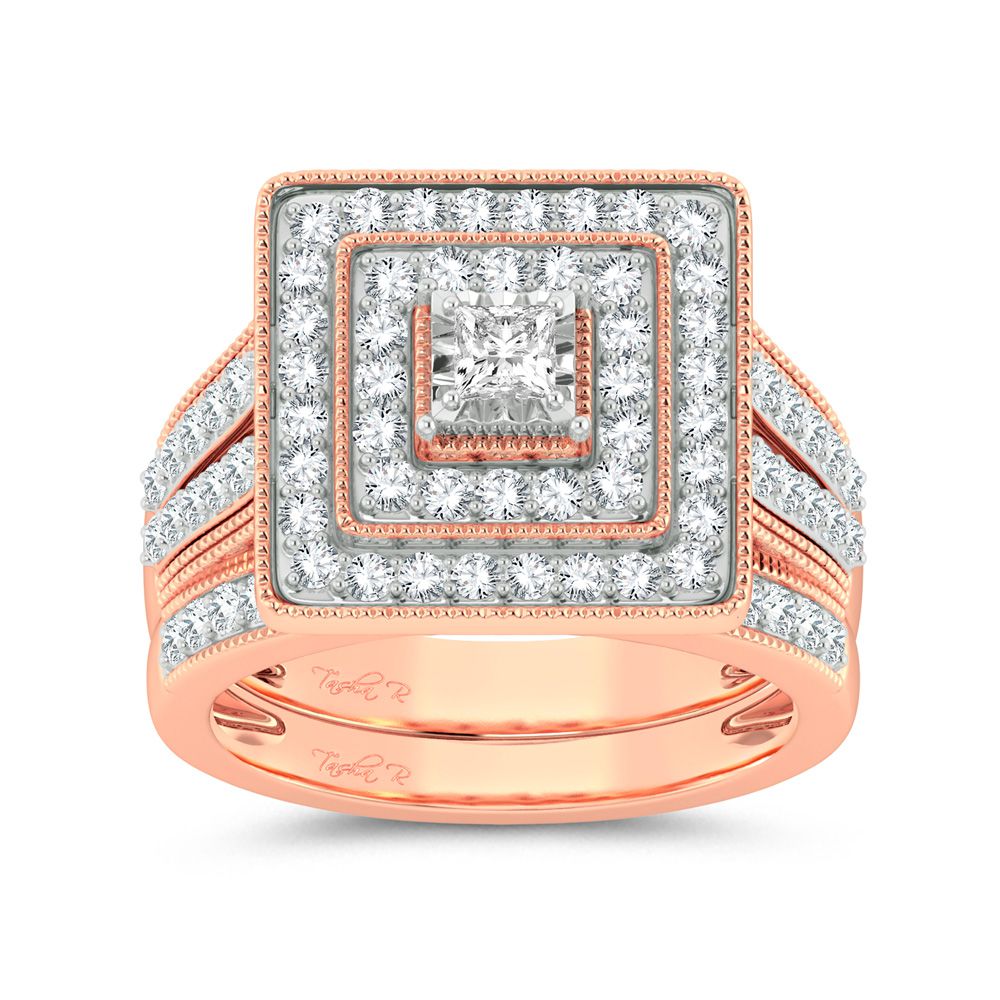 14K Rose Gold 1.00ct Diamond Bridal Ring