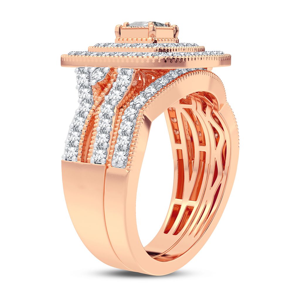 Romantic 14k Rose Gold Lab Diamond Bridal Ring (1CT)