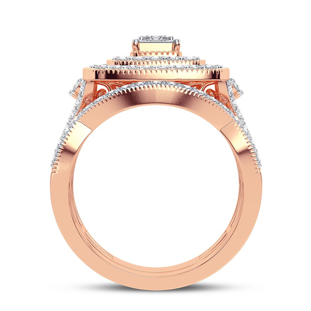 Romantic 14k Rose Gold Lab Diamond Bridal Ring (1CT)