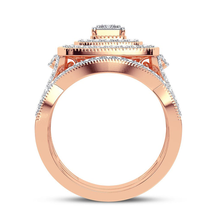 Romantic 14k Rose Gold Lab Diamond Bridal Ring (1CT)