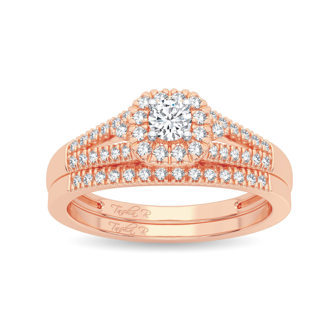 Romantic 14k Rose Gold Lab Diamond Womens Bridal Ring