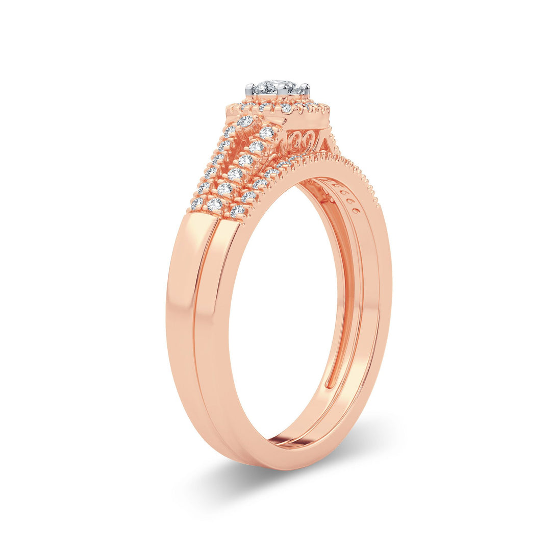Romantic 14k Rose Gold Lab Diamond Womens Bridal Ring