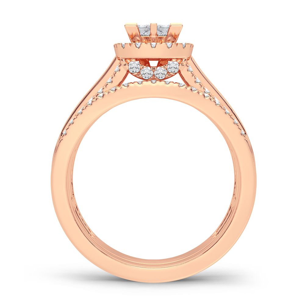 Romantic 14k Rose Gold Lab Diamond Bridal Ring (1CT)