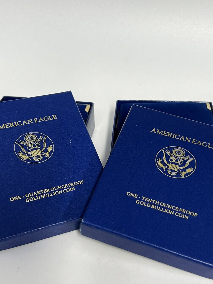 Set Of 1998 & 1999 One-tenth And One Quarter Ounce Gold American Eagle COA Coins