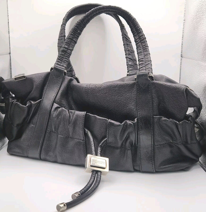 Authentic Burberry Black Leather Hobo Shoulder Bag