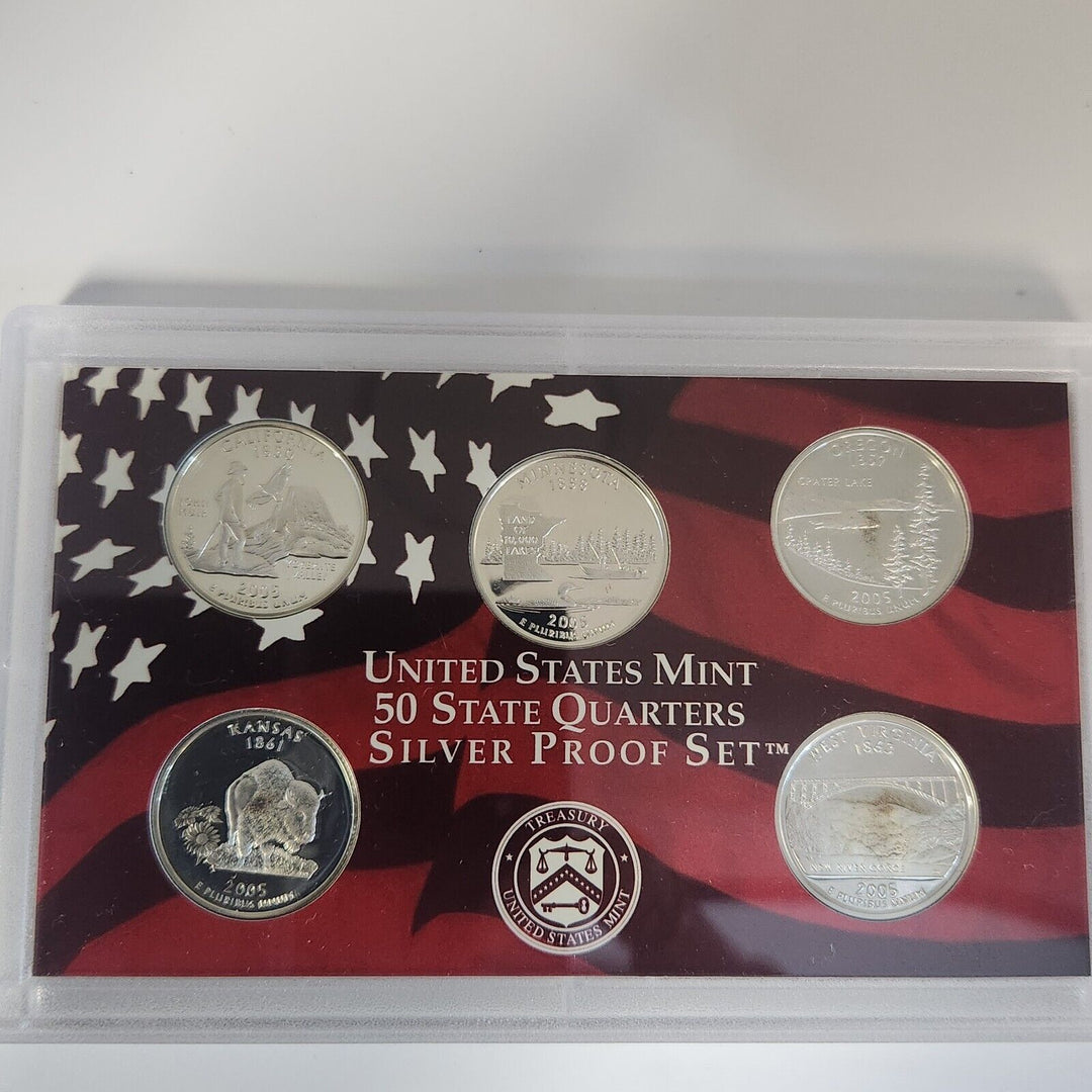 Collection Of 1999, 2000, 2003 And 2005 United States Mint Sliver Proof Set