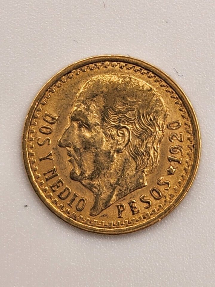 1920 MEXICAN DOS Y MEDIOS PESOS 2.5 PESO GOLD COIN