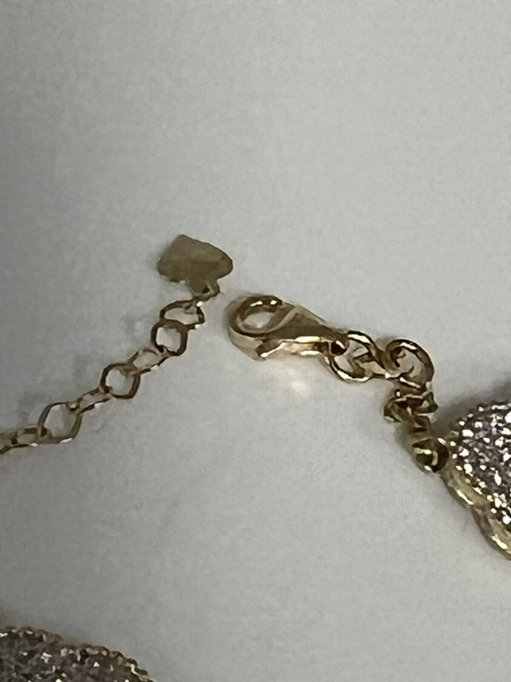 Fashion 14k Gold And Zirconia Solid Flower Bracelet 7.5”