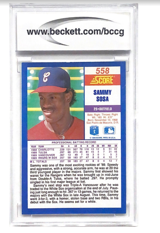 1990 Score #558 Sammy Sosa NM 9