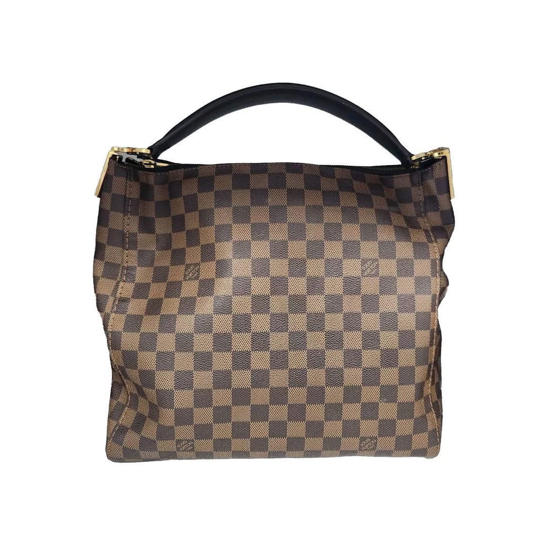 Authentic Louis Vuitton Damier Ebene Portobello PM Hobo Handbag