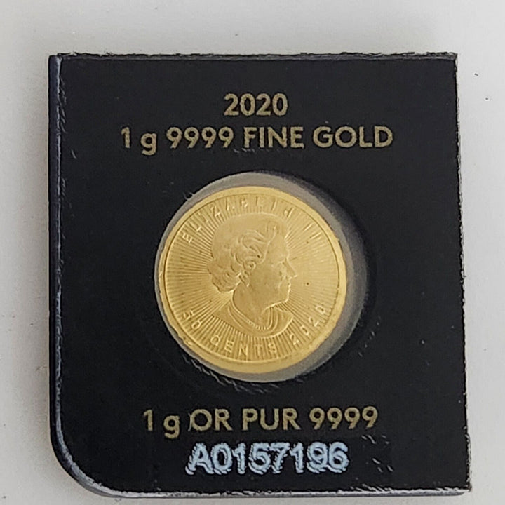 2020 1 Gram Royal Canadian Mint .9999 Gold Maple Leaf 50 Cent (C)