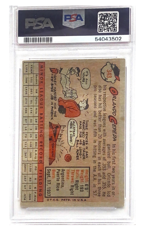 1958 Topps #343 Orlando Cepeda GOOD 2