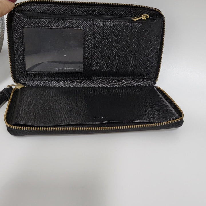 Coach Women's Zip Around  Black Large Phone Wallet 