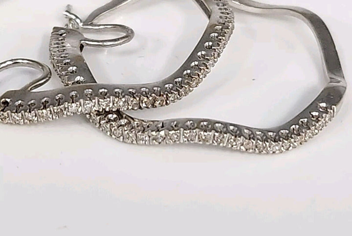 18k White Gold Diamonds Hoop Earrings