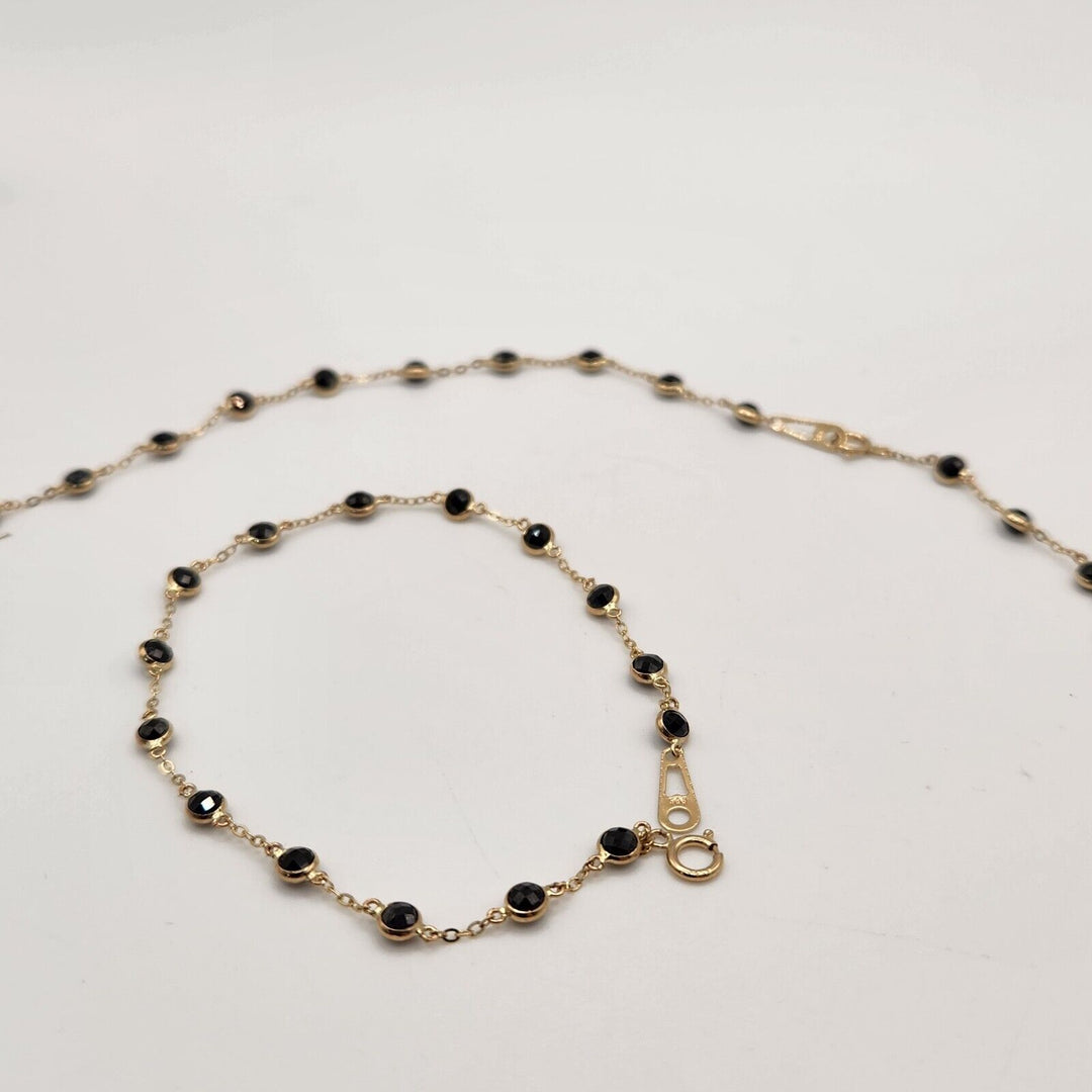 14k Yellow Gold Moon cut Shape  Set Necklace And Bracelet